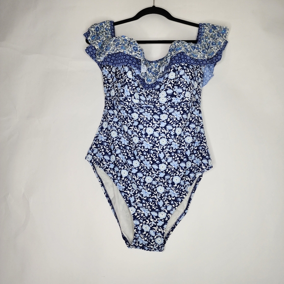 JESSICA SIMPSON Printed Off-The-Shoulder One Piece Swimsuit - Size 1X - NWT - Picture 3 of 6